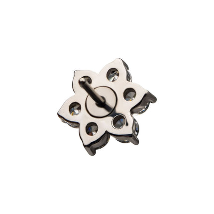 Invictus 14kt White Gold Threadless 6-Clear CZs and White Synthetic Opal Top