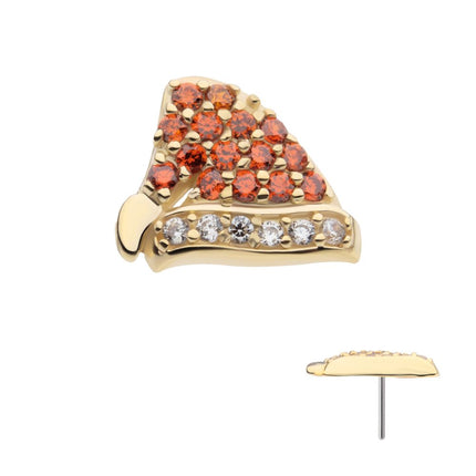 Invictus 14Kt Yellow Gold Threadless Pave Set Garnet & Clear Gem Santa Hat Top