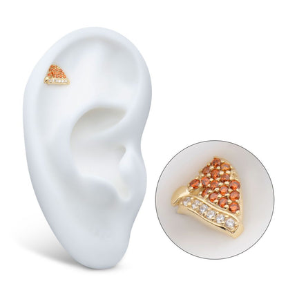 Invictus 14Kt Yellow Gold Threadless Pave Set Garnet & Clear Gem Santa Hat Top