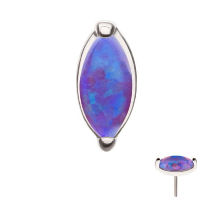 Invictus 14Kt White Gold Threadless Prong Set Marquise Opal Top
