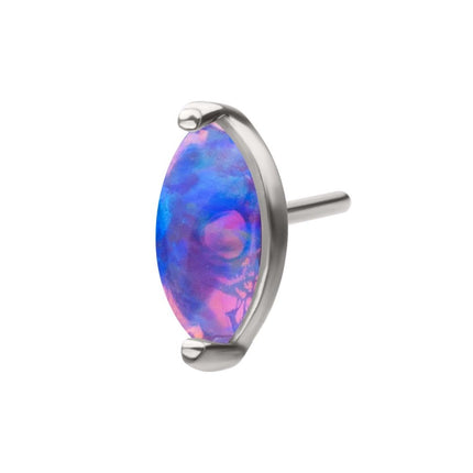 Invictus 14Kt White Gold Threadless Prong Set Marquise Opal Top
