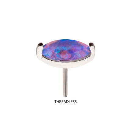 Invictus 14Kt White Gold Threadless Prong Set Marquise Opal Top