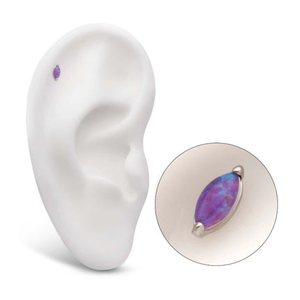 Invictus 14Kt White Gold Threadless Prong Set Marquise Opal Top