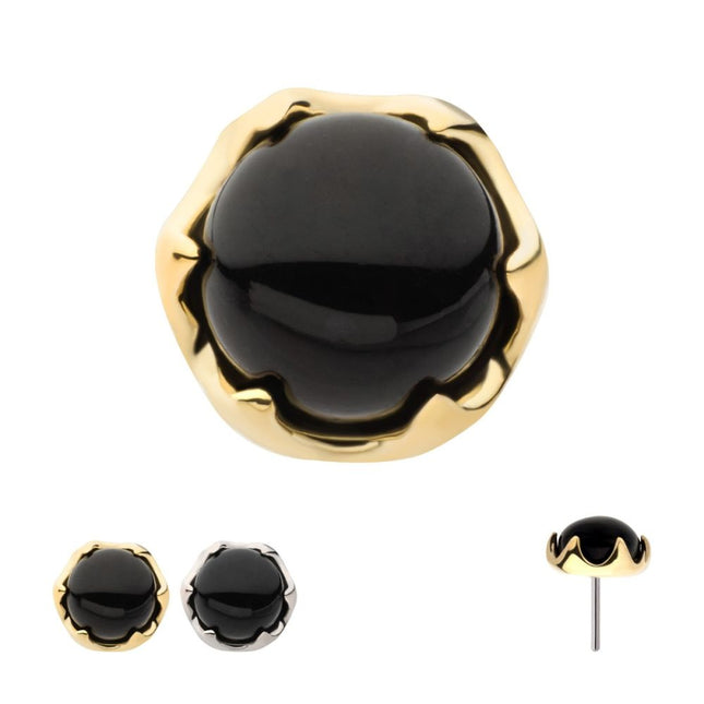 Invictus 14Kt Gold Threadless 6 Prong Black Onyx Top
