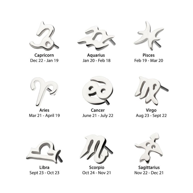 Invictus 14Kt White Gold Threadless Zodiac Sign Tops