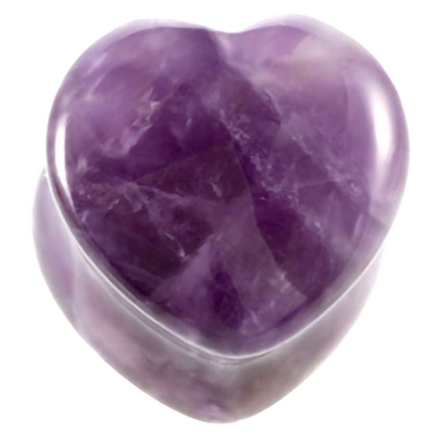 Amethyst Flat Carved Heart Plug 4 mm to 26mm