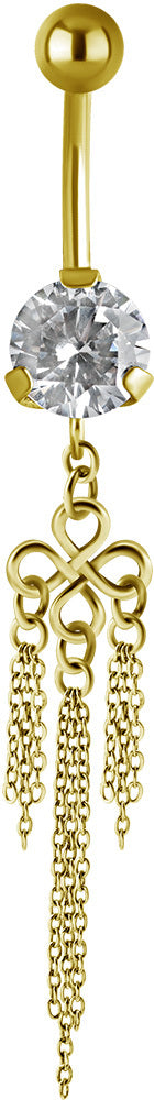Bright Gold PVD Jewelled Hanging Shamrock Chains