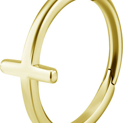 Bright Gold Cross Hinged Conch Ring