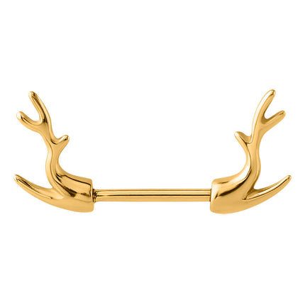 Deer Horn Nipple Barbell - in Gold, Rose Gold & Silver