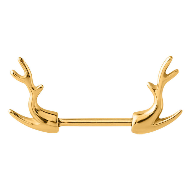 Deer Horn Nipple Barbell - in Gold, Rose Gold & Silver