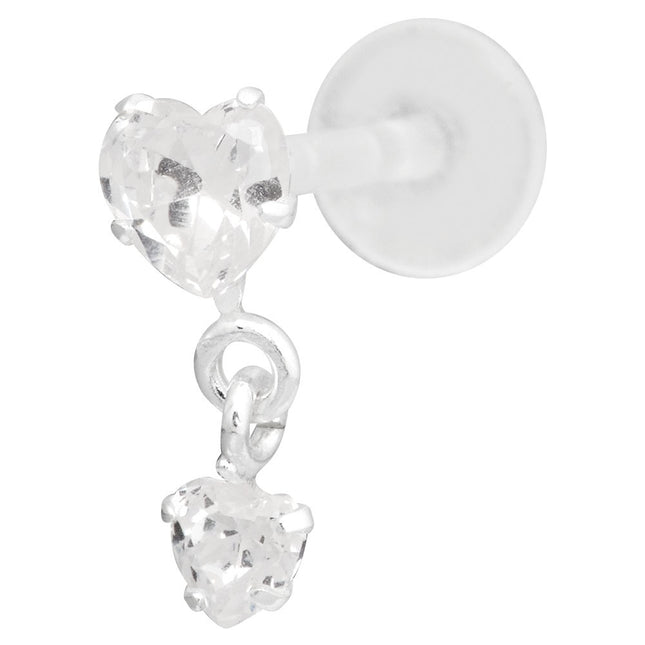 Bioplast Crystal Hanging Heart Tragus Labret