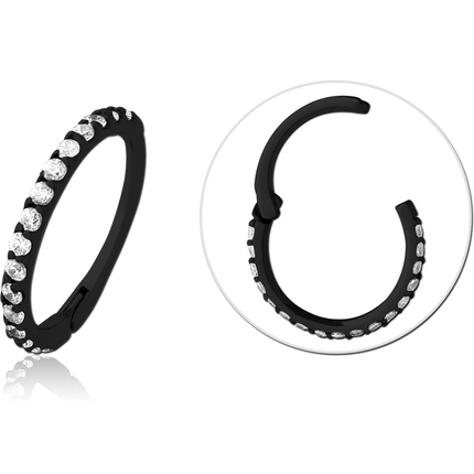 Black PVD coated surgical steel clear jewelled multi purpose clicker