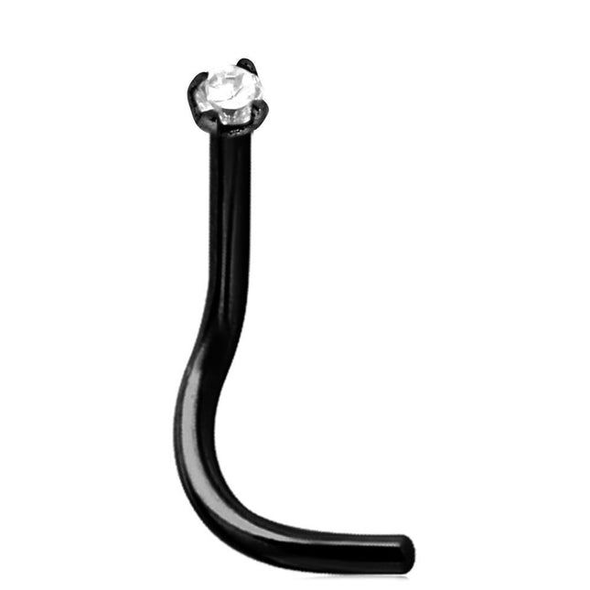 Steel Blackline Mini Crystal Setting Nostril Stud