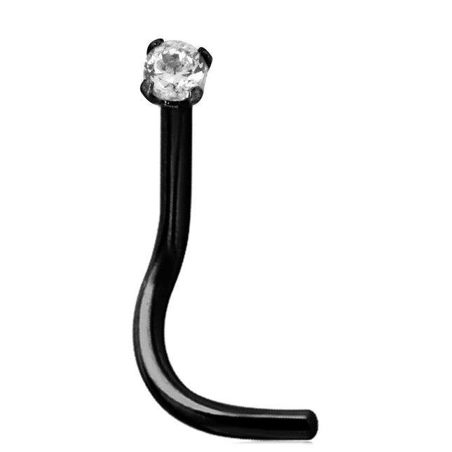Steel Blackline Crystal Setting Nostril Stud