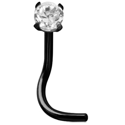 Steel Blackline Large Crystal Setting Nostril Stud