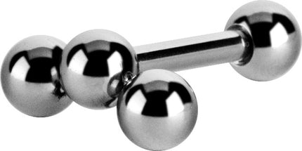 Surgical Steel PVD Triple Ball Micro Barbell in Black, Bright Gold and Silver