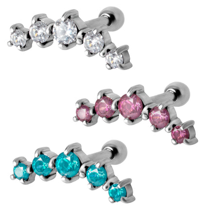 Steel Prong Set 5 Jewelled Barbell