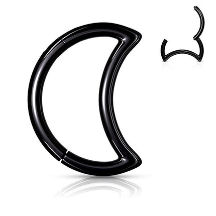 Steel Crescent Moon Hinged Segment Ring