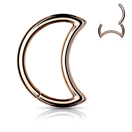 Steel Crescent Moon Hinged Segment Ring