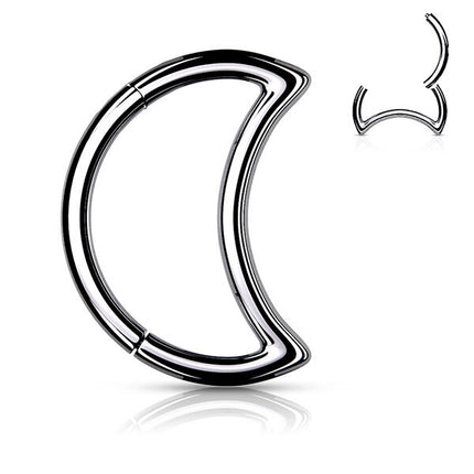 Steel Crescent Moon Hinged Segment Ring