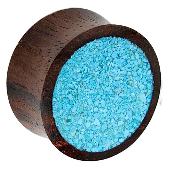 Elstern Sono Wood Plug with Crushed Synthetic Turquoise Inlay