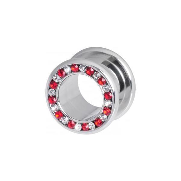 Steel Basicline Clear & Red Channel Set Jewelled Tunnel