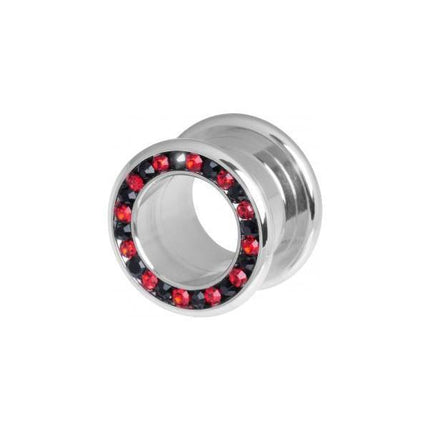 Steel Basicline Red & Black Channel Set Jewelled Tunnel