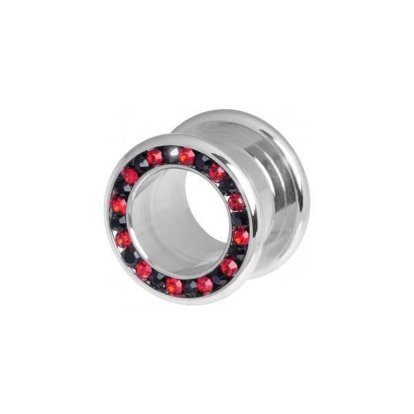 Steel Basicline Red & Black Channel Set Jewelled Tunnel