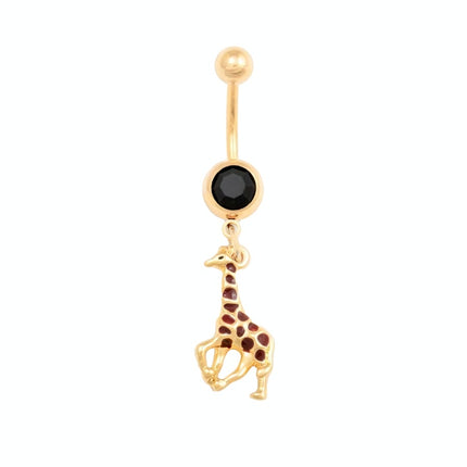 Gold Giraffe Dangle Plated Fashion Navel