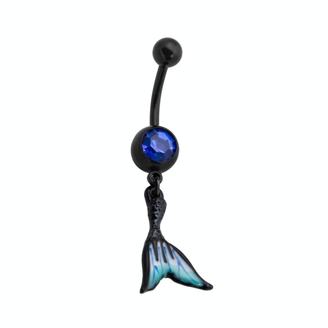 Mermaid Tail Dangle Black Plated Fashion Navel