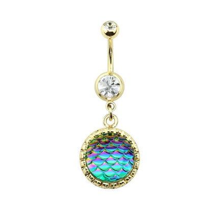 Mermaid Rainbow Scale Dangle Gold Plated Fashion Navel