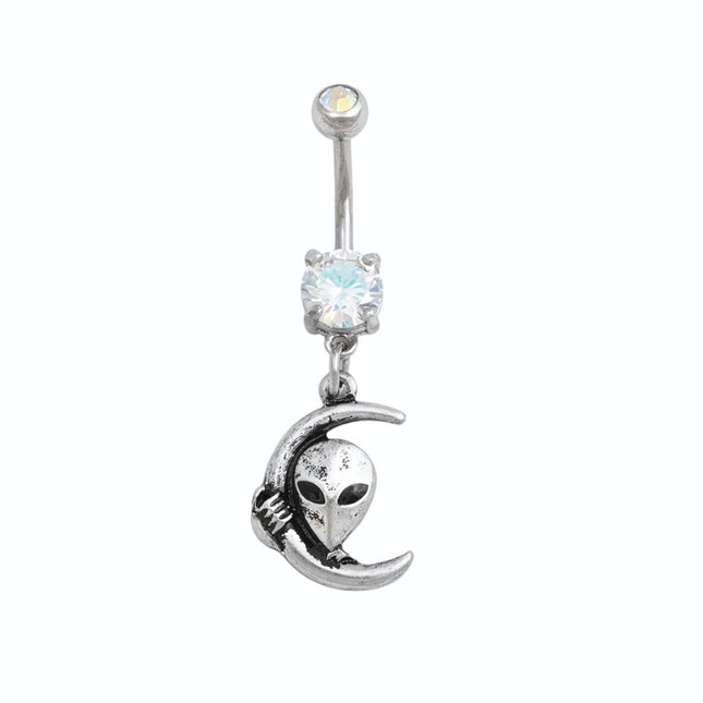 Alien Moon Dangle Plated Fashion Navel