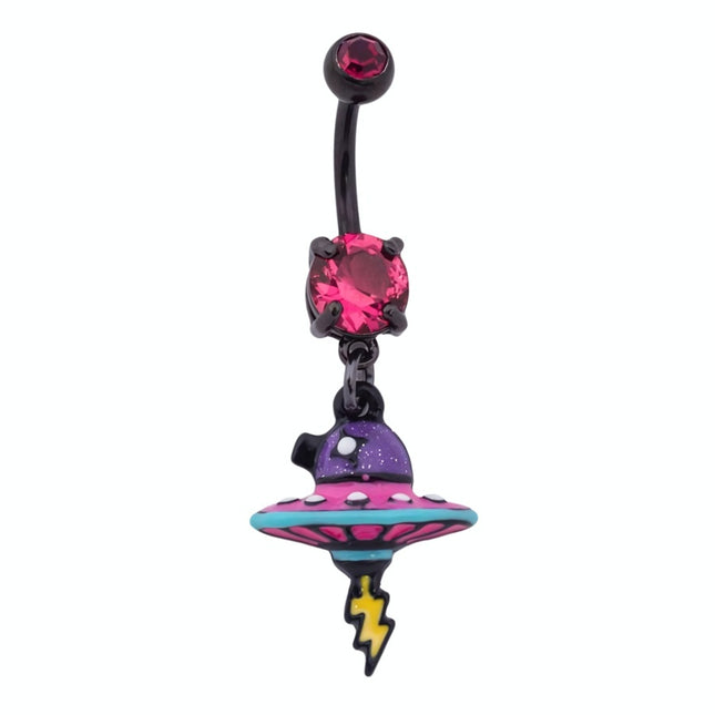 Neon UFO Dangle Black Plated Fashion Navel