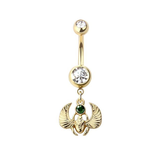 Scarab Beetle Jewelled Dangle Gold Plated Fashion Navel