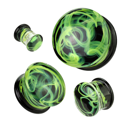Yellow Swirl Smoke Pyrex Glass Double Flare Plug