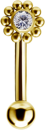 Bright Gold Titanium Internally Threaded Micro Bananabell Circle Cluster Jewel