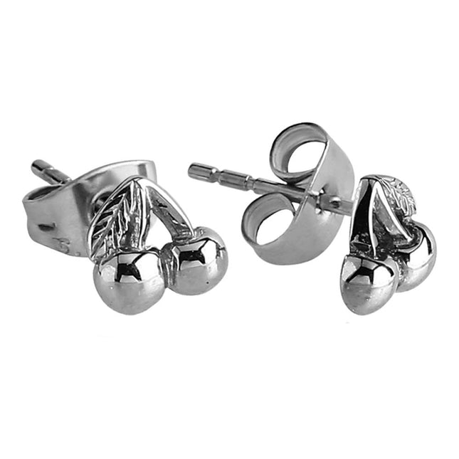 Pair of Surgical Steel Ear Studs Cherry