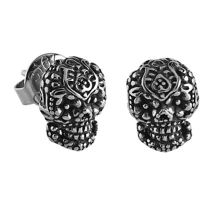 Pair of Surgical Steel Ear Studs Sugar Skull