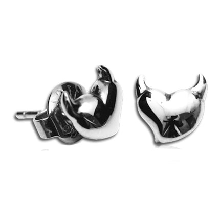 Pair of Surgical Steel Ear Studs Devil Heart
