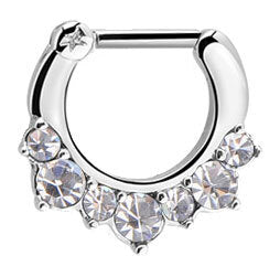 Surgical Steel Prong Set Jewelled Septum Clicker 3