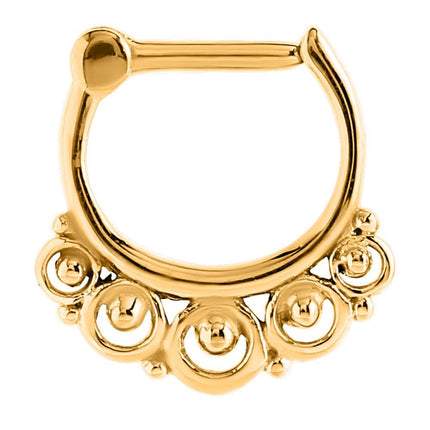 Filigree Hinged Segment Clicker In Bright Gold & Rose Gold PVD
