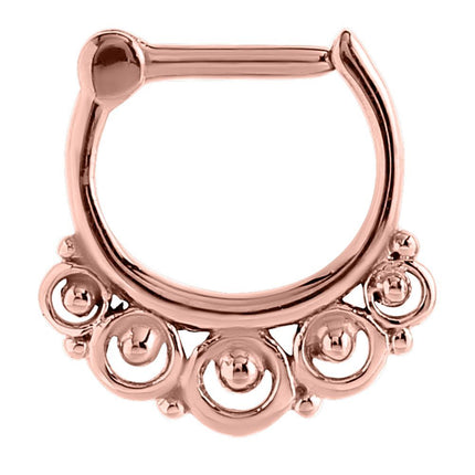 Filigree Hinged Segment Clicker In Bright Gold & Rose Gold PVD