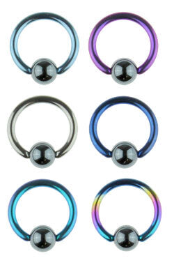 Titanium Ball Closure Ring with Hematite Ball