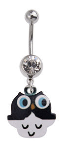 Black and White Owl Charm Fashion Navel