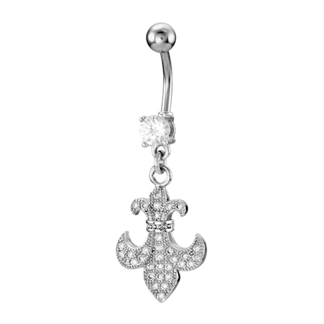 Surgical Steel Micro Jewelled Fleur de Lis Fashion Navel