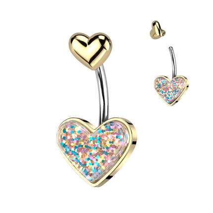 Glitter Heart With Heart Top Navel