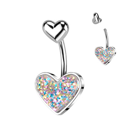 Glitter Heart With Heart Top Navel
