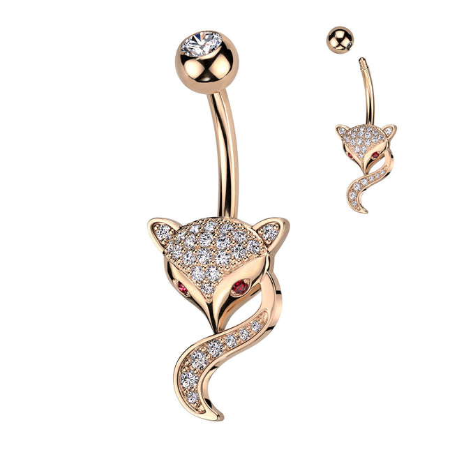 Foxy Navel With Pave CZ and Red CZ Eyes
