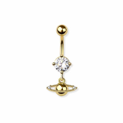 Space Saturn dangle 316l surgical steel navel belly ring