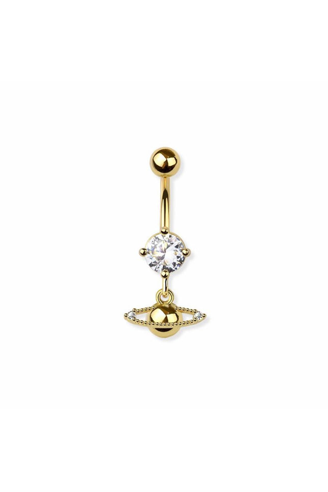 Space Saturn dangle 316l surgical steel navel belly ring